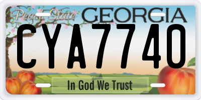 GA license plate CYA7740