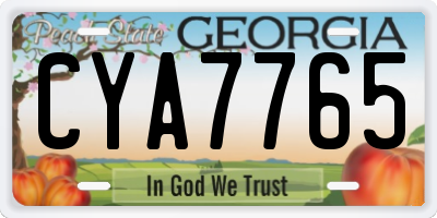 GA license plate CYA7765