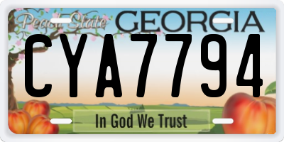 GA license plate CYA7794