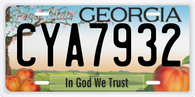 GA license plate CYA7932
