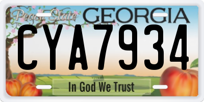 GA license plate CYA7934