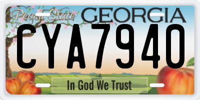 GA license plate CYA7940