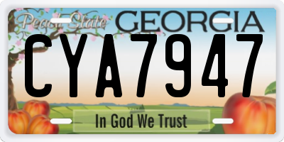 GA license plate CYA7947