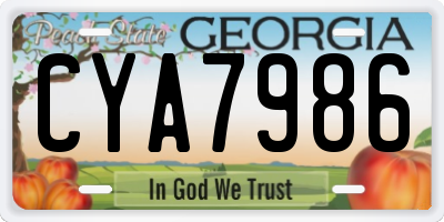 GA license plate CYA7986