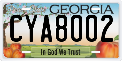 GA license plate CYA8002