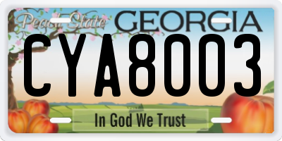 GA license plate CYA8003