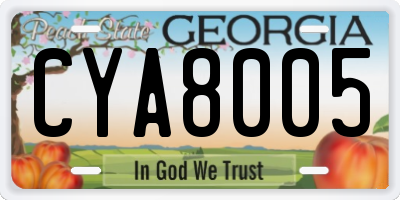 GA license plate CYA8005
