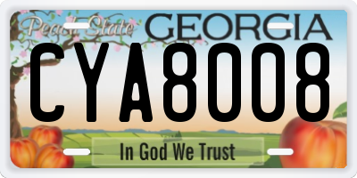 GA license plate CYA8008