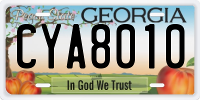 GA license plate CYA8010