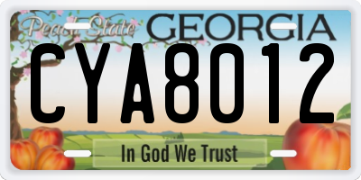 GA license plate CYA8012