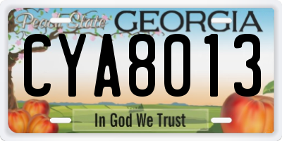 GA license plate CYA8013
