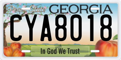 GA license plate CYA8018
