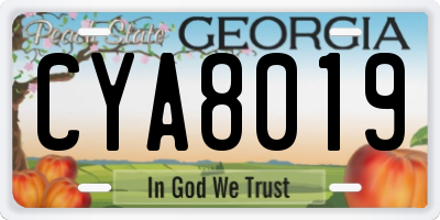 GA license plate CYA8019