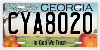 GA license plate CYA8020