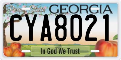 GA license plate CYA8021