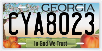 GA license plate CYA8023