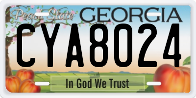 GA license plate CYA8024