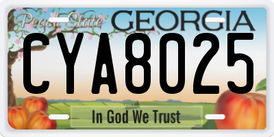 GA license plate CYA8025