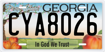 GA license plate CYA8026