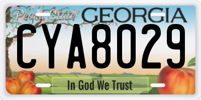 GA license plate CYA8029