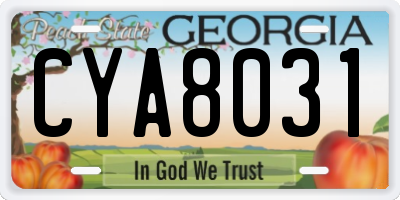GA license plate CYA8031