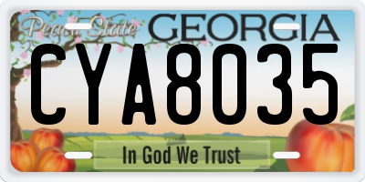 GA license plate CYA8035