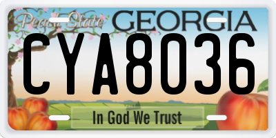 GA license plate CYA8036
