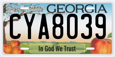 GA license plate CYA8039