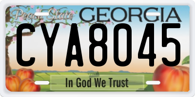 GA license plate CYA8045
