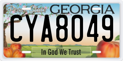 GA license plate CYA8049
