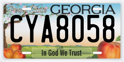 GA license plate CYA8058
