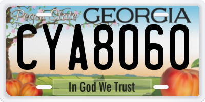 GA license plate CYA8060