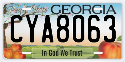 GA license plate CYA8063