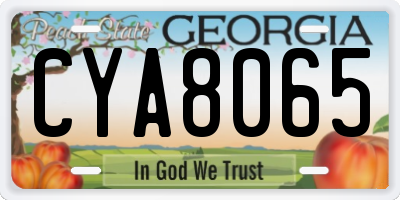 GA license plate CYA8065
