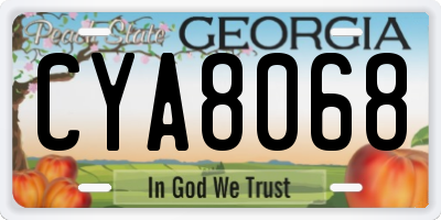 GA license plate CYA8068