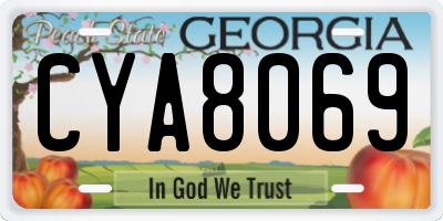 GA license plate CYA8069