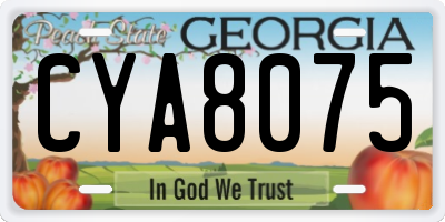 GA license plate CYA8075