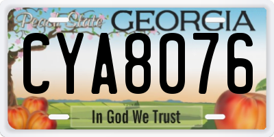 GA license plate CYA8076