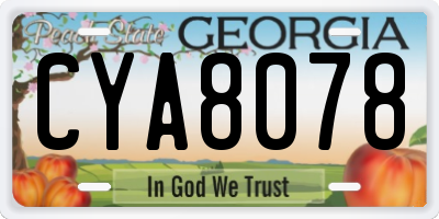 GA license plate CYA8078