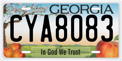GA license plate CYA8083