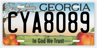 GA license plate CYA8089