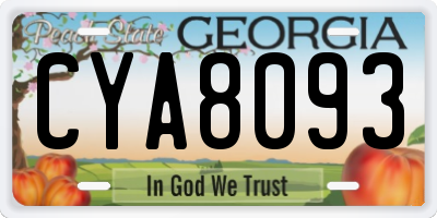 GA license plate CYA8093