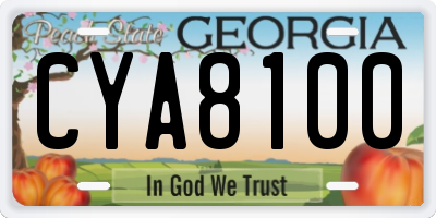 GA license plate CYA8100