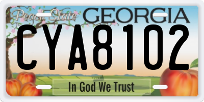 GA license plate CYA8102
