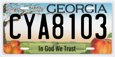 GA license plate CYA8103