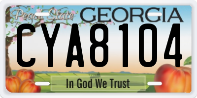 GA license plate CYA8104