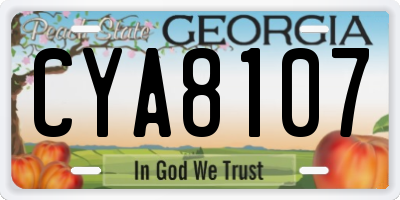 GA license plate CYA8107