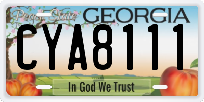 GA license plate CYA8111