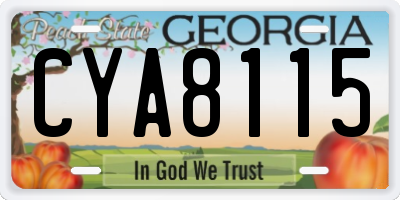 GA license plate CYA8115