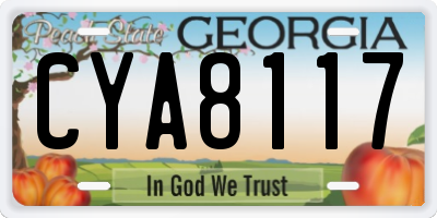 GA license plate CYA8117
